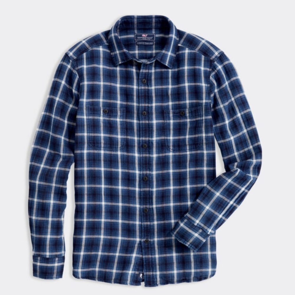 NWT Vineyard Vines Double Cloth Plaid Whale Shirt